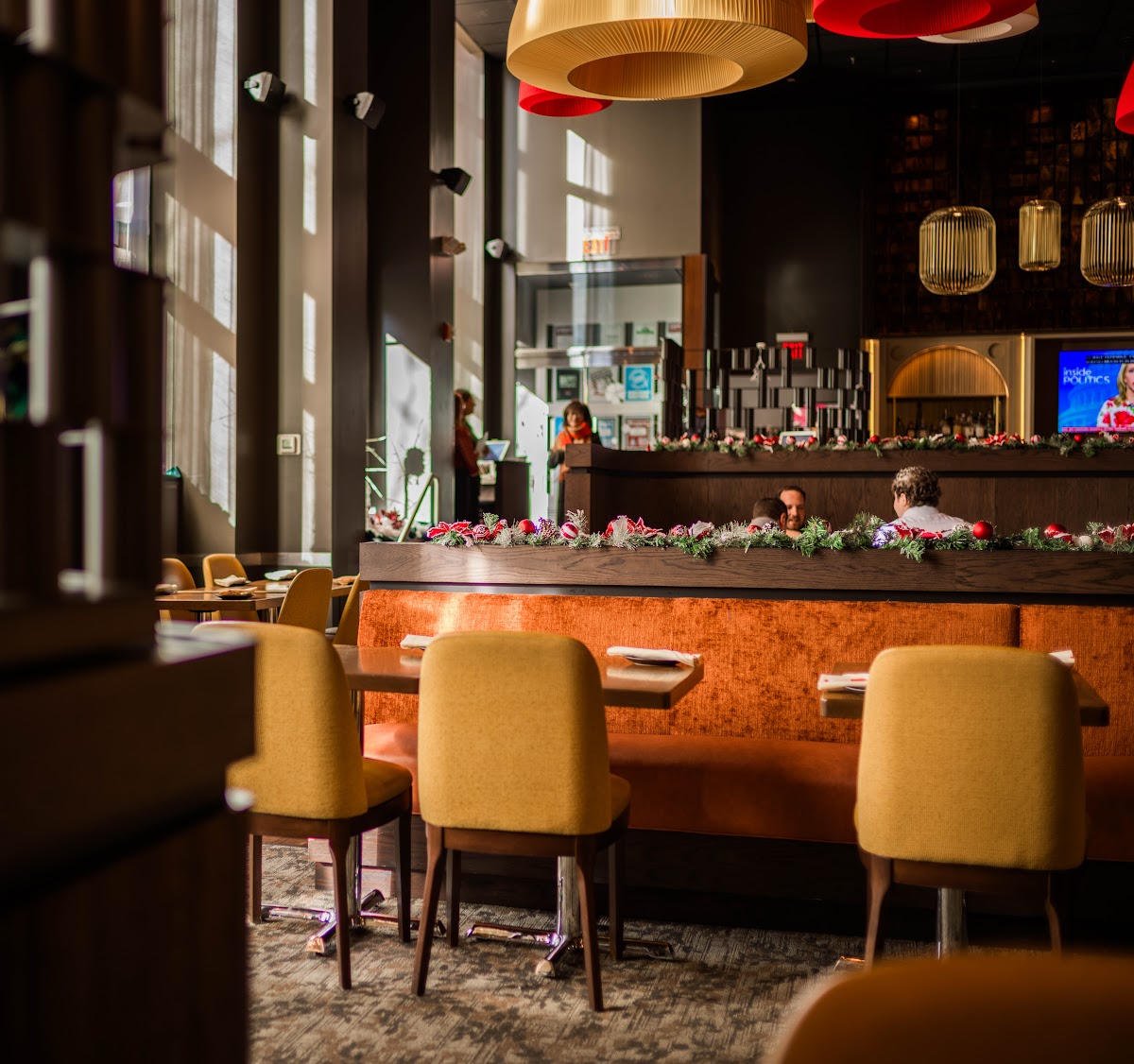 The dining room at Douzo set for evening service